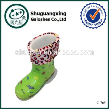 botas de lluvia con parte superior de tela / botas de lluvia para niños cálidos de invierno / \ C-705